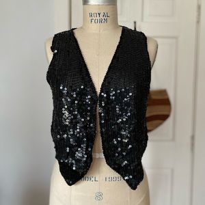 Vintage black sequin vest